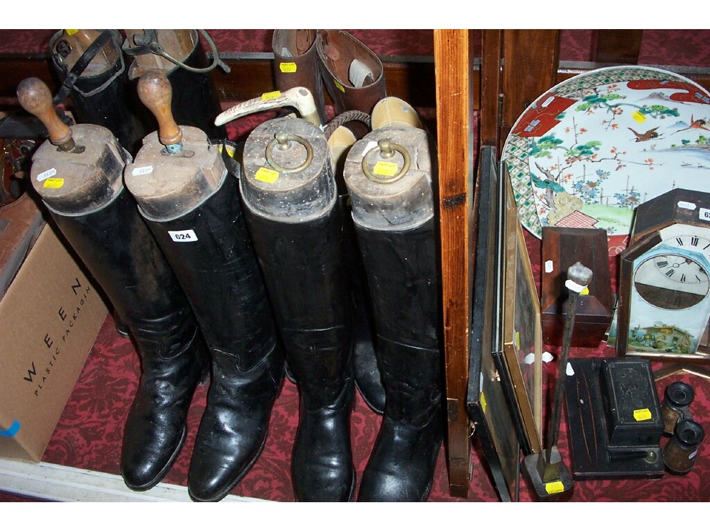 Appraisal: Six pairs of leather riding boots including three sets with