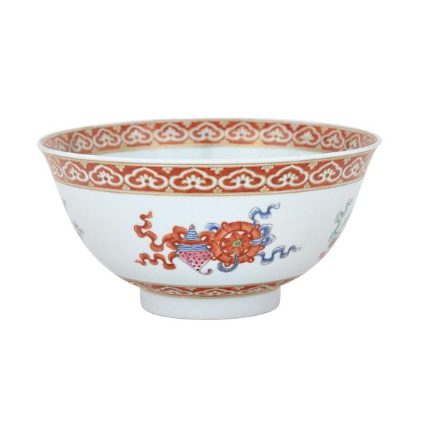 Appraisal: Famille Rose Buddhist Emblem Bowl Guangxu Mark and Period -