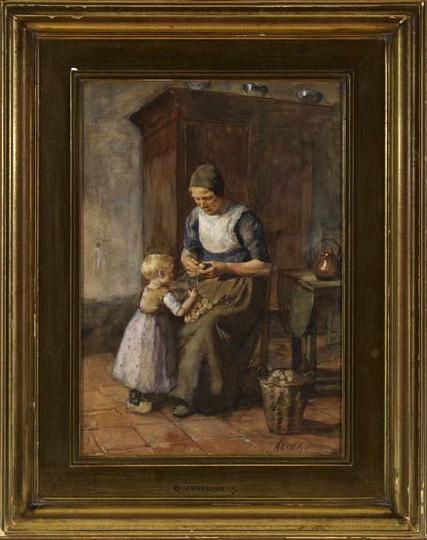 Appraisal: Jacob Simon Hendrik Kever Dutch - Mother and Child Peeling