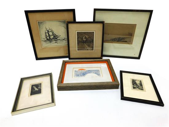 Appraisal: Assortment of six prints and etchings C B Ferguson Vermont