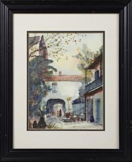 Appraisal: Nestor Hippolyte Fruge - French Quarter Courtyard th c watercolor