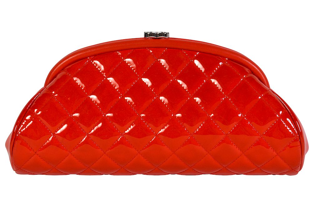 Appraisal: Unique Red Patent Leather CHANEL Clutch Bag Chanel clutch in