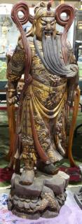 Appraisal: Chinese Gilt Wood Guanyin Chinese gilt lacquered wood figure of