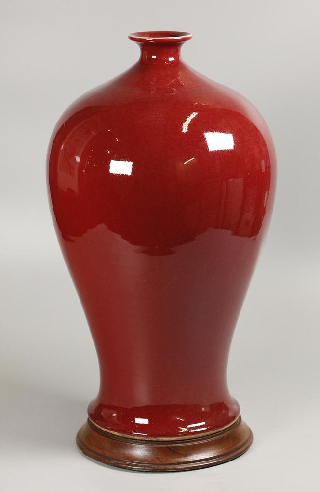 Appraisal: Chinese oxblood porcelain meiping vase in H Notice to bidders