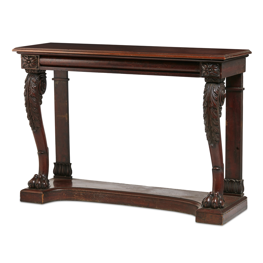 Appraisal: WILLIAM IV MAHOGANY CONSOLE TABLE CIRCA the later moulded rectangular