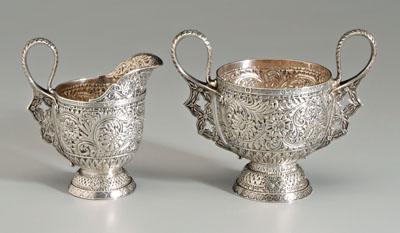 Appraisal: Tiffany sterling creamer and sugar Persian style decoration - x