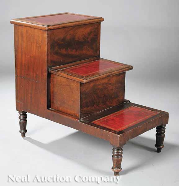 Appraisal: A Late Regency Mahogany Bedstep early th c with tooled