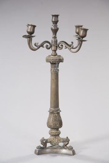 Appraisal: Continental Cast-Iron and Brass Five-Light Candelabrum second quarter th century