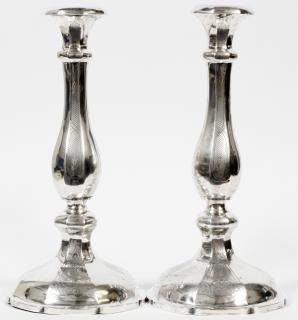 Appraisal: AUSTRO-HUNGARIAN SILVER CANDLESTICKS C PAIR H Each is of baluster-form