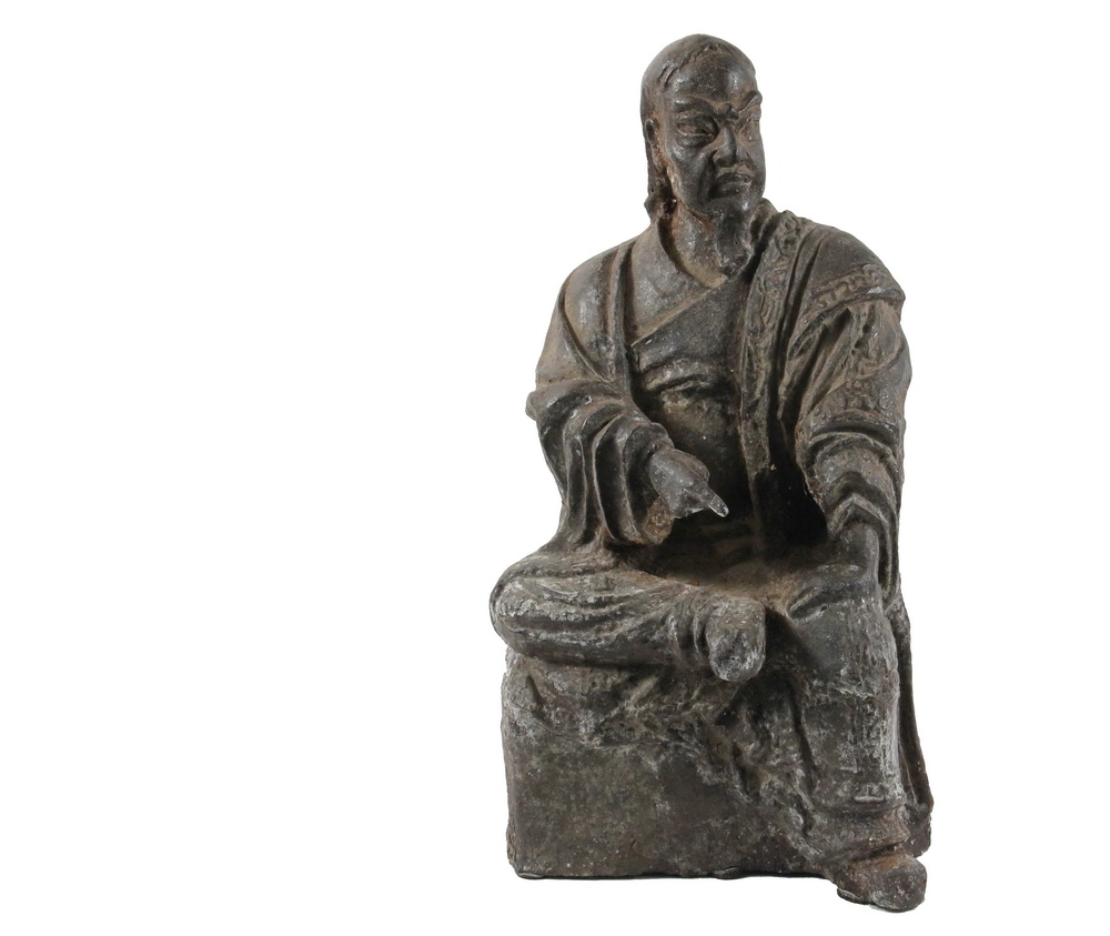 Appraisal: CHINESE CAST IRON SCULPTURE - Protector of Buddhism Ming Dynasty