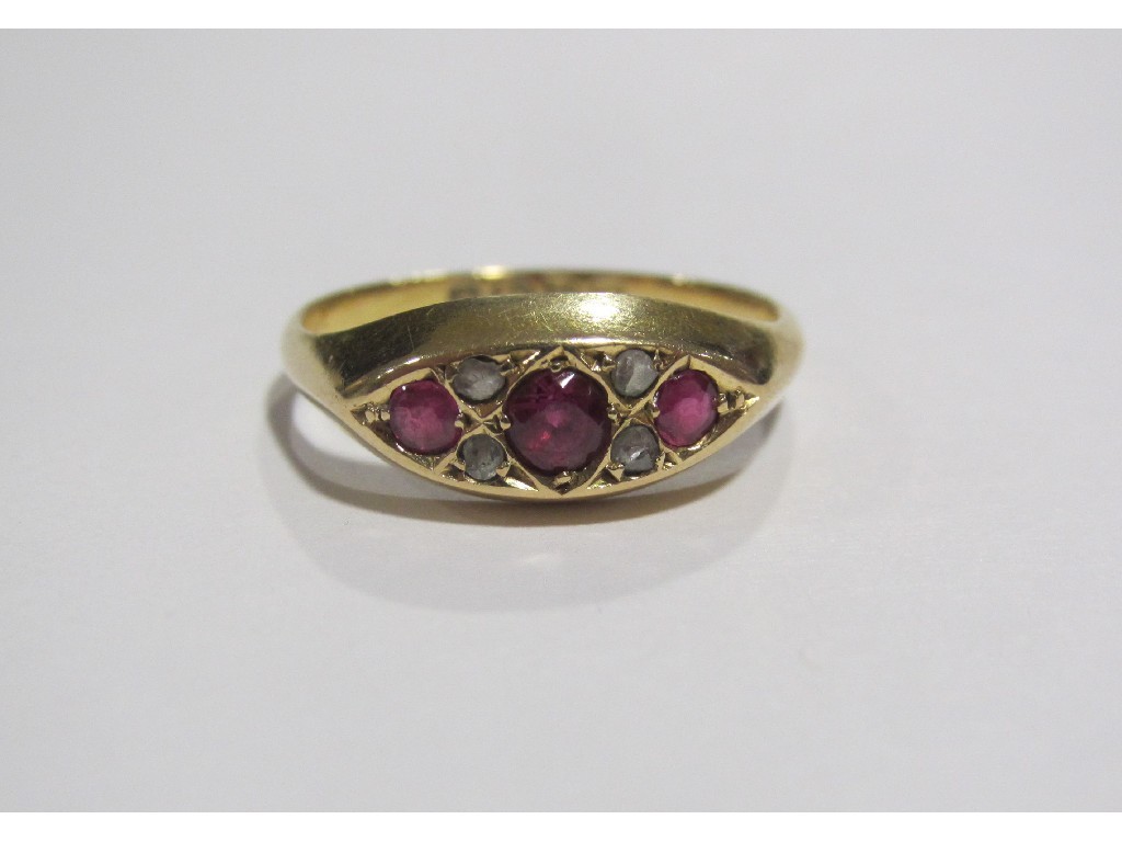 Appraisal: Edwardian ct gold ruby and diamond set dress ring