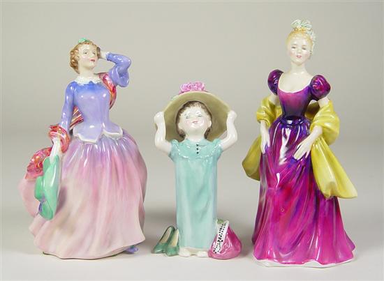 Appraisal: Three Royal Doulton Figurines high Blithe Morning figurine in cream