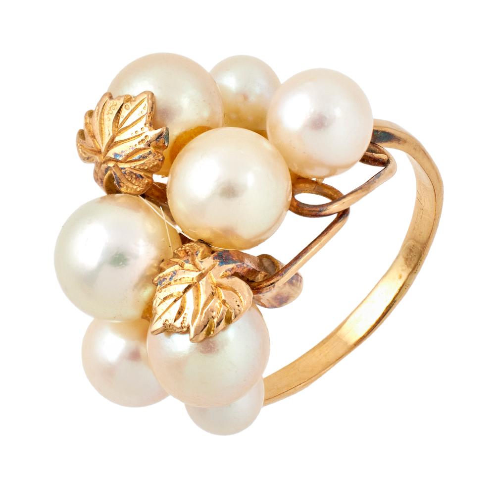 Appraisal: YELLOW GOLD PEARL CLUSTER RING APPROX TOTAL DWT YELLOW GOLD