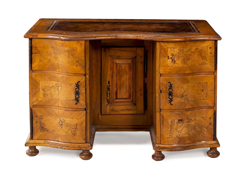 Appraisal: A French Provincial Walnut Kneehole Desk A French Provincial Walnut