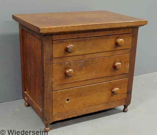 Appraisal: Pennsylvania Sheraton miniature walnut chest of drawers c h x