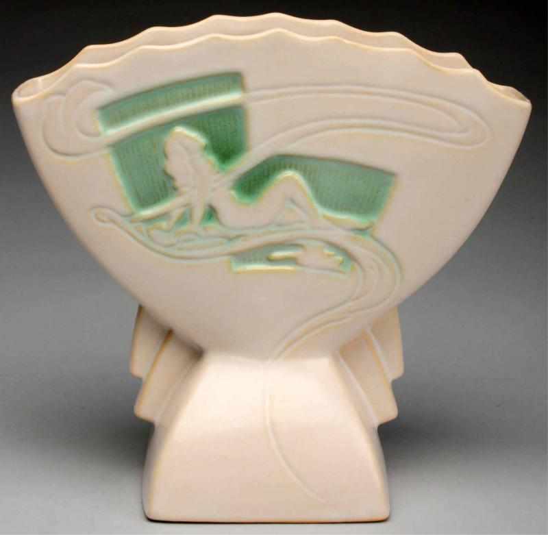 Appraisal: Roseville Silhouette Nude Fan Vase Shape - White background with