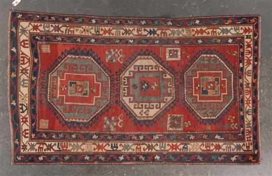 Appraisal: Antique Kazak rug Caucasus circa x Estimate - Some repairs