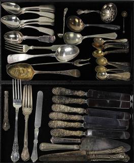 Appraisal: lot of Silver flatware including coin silver teaspoon tablespoon and