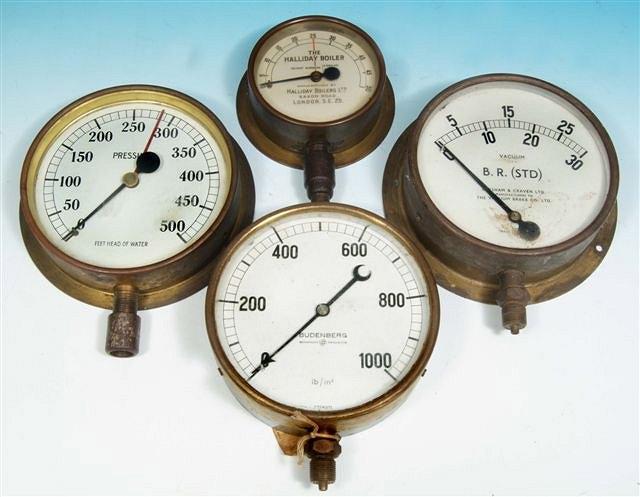 Appraisal: A BRITISH RAIL VACUUM GAUGE diameter and four further various