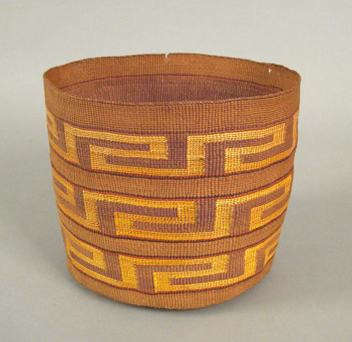 Appraisal: Tlingit Yakutat berry basket with three bands of geometric designs