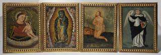 Appraisal: Four Late th C Spanish Colonial Tin Retablos Four late