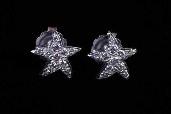 Appraisal: PAIR K WHITE GOLD AND DIAMOND WHIMSICAL STAR SHAPE EARRINGS