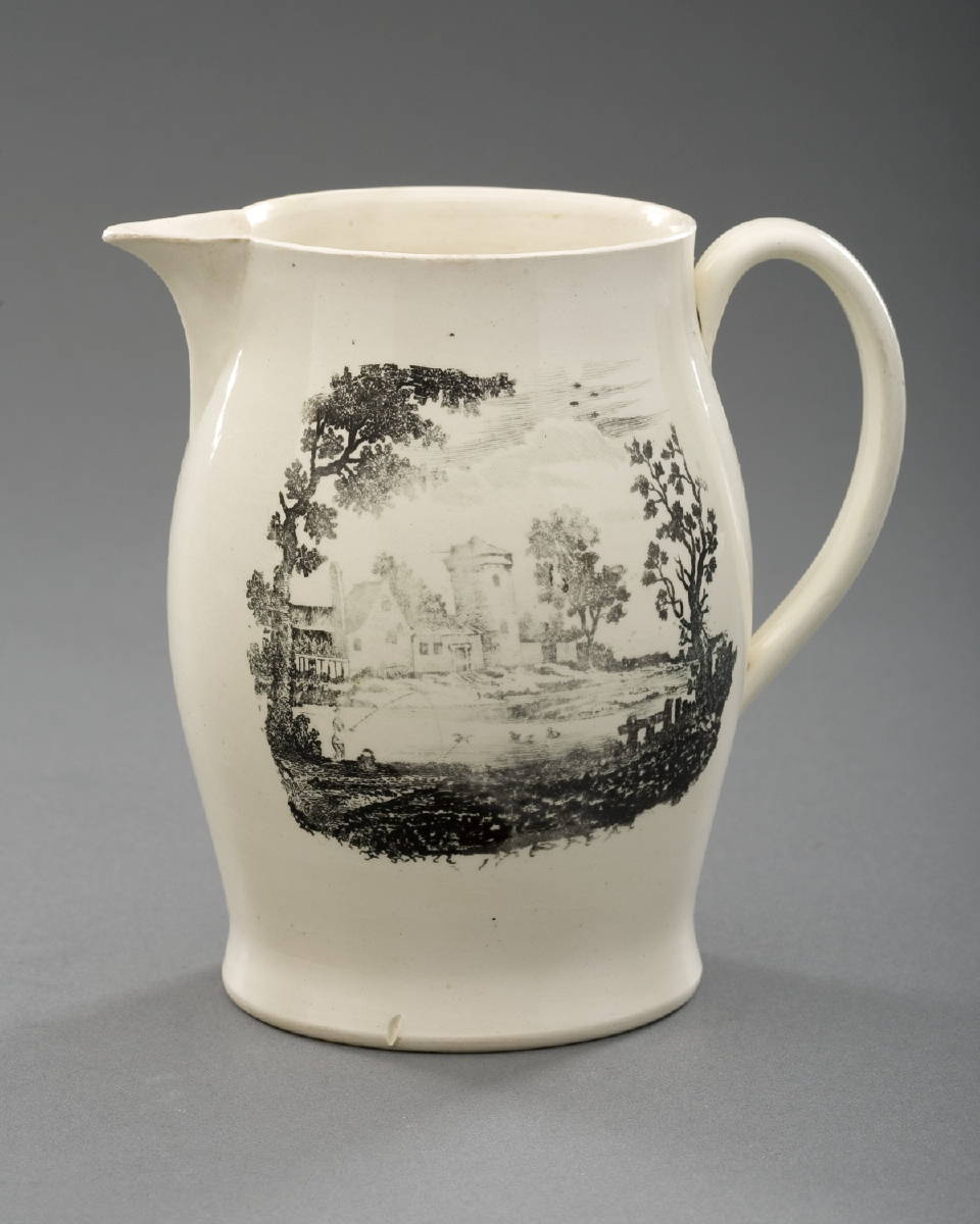 Appraisal: ENGLISH CREAMWARE BLACK TRANSFER-PRINTED JUG CIRCA Printed on one side