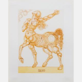 Appraisal: Salvador Dali - Centaur Inferno Divine Comedy Color woodcut engraving