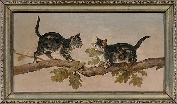 Appraisal: OIL PAINTING OF KITTENS Oil on canvas ca early th