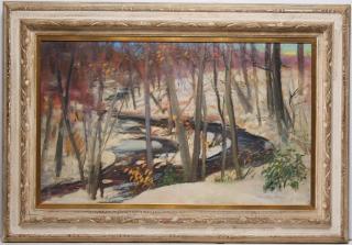 Appraisal: David Robinson American th C Impressionistic winter landscape signed lower