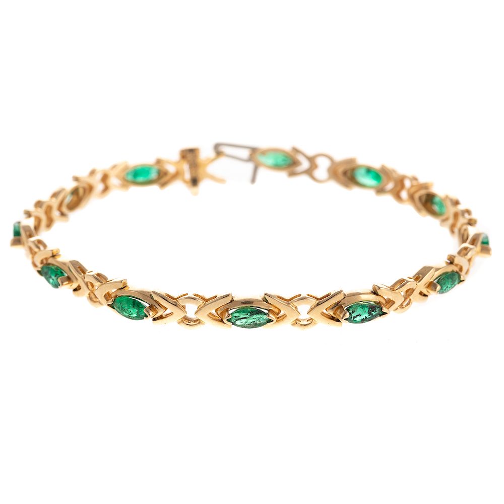 Appraisal: An Emerald X Link Bracelet in K K yellow gold