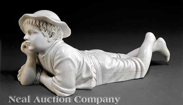 Appraisal: An Italian Carrara Marble of a Young Boy figure resting