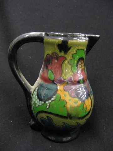 Appraisal: Gouda Art Pottery Pitcher elaborate floral '' signed excellent