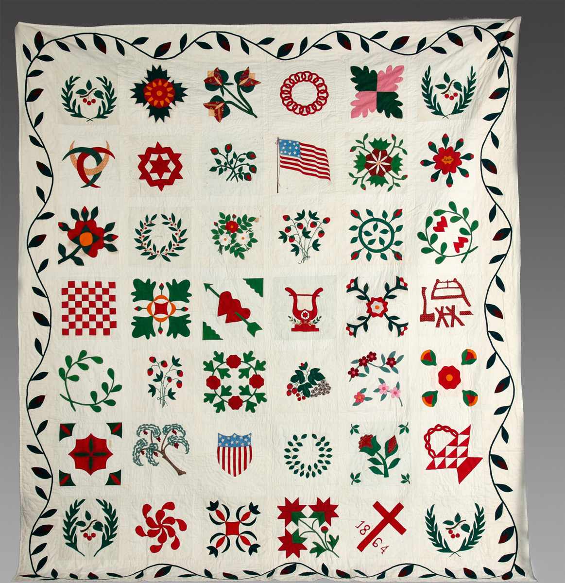 Appraisal: Rare th Cent NY State Friendship Quilt Rare th Cent