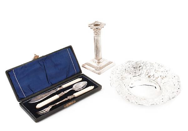 Appraisal: A group of silverplate table articles and flatware Comprising pair