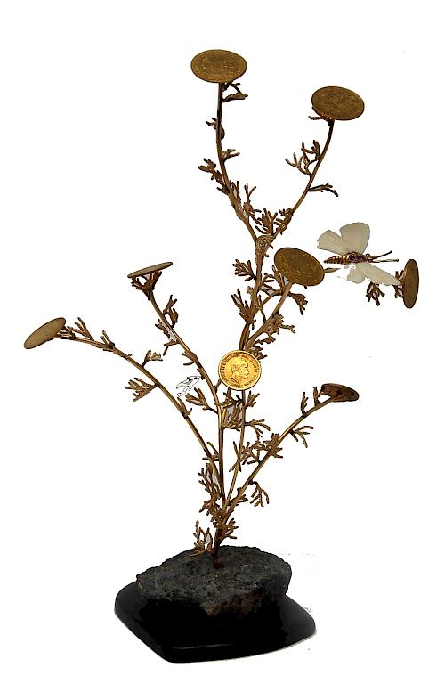 Appraisal: Setay K Gold Coin Money Tree With Rubies Signed Setay