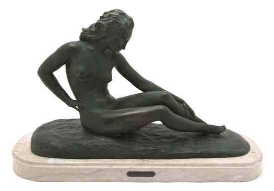 Appraisal: A Belgian Bronze Figure Paule Bisman - Serenite depicting a