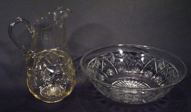 Appraisal: Large good quality cut glass water jug and bowl largest