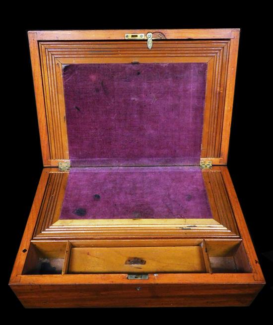 Appraisal: th C mahogany lap desk top with inlaid diamond crest