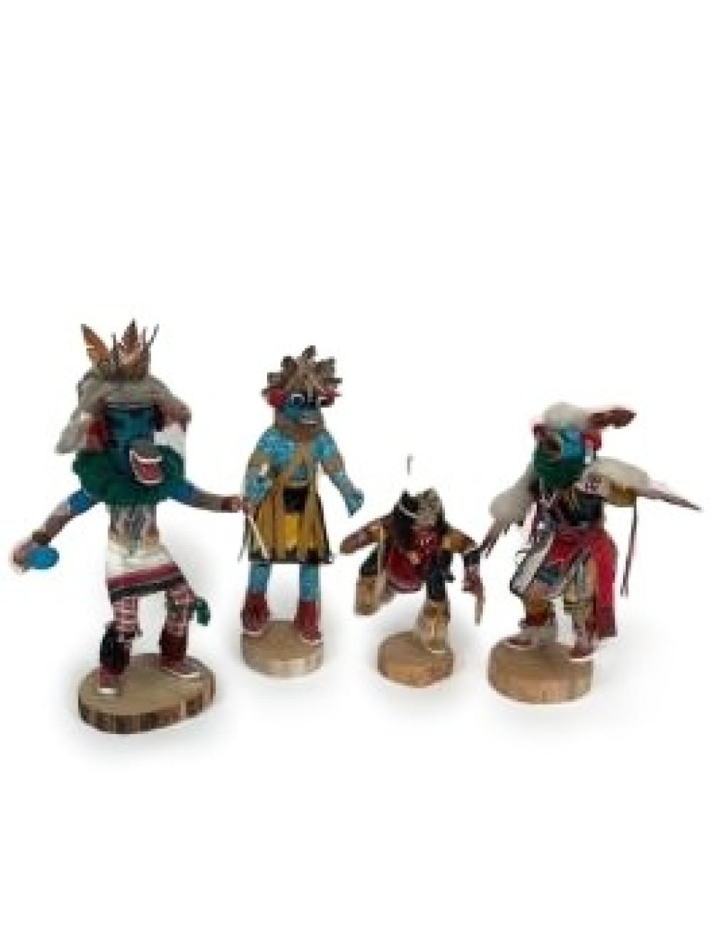 Appraisal: FOUR LARGE NATIVE AMERICAN CARVED AND PAINTED KACHINA DOLLS M