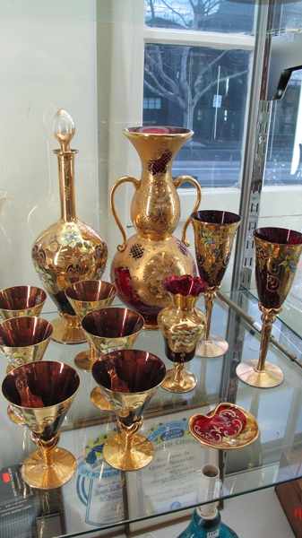 Appraisal: COLLECTION OF VENETIAN RUBY GILDED GLASS WARE INCL DECANTER WINES