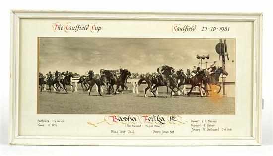 Appraisal: PHOTOGRAPH OF THE FINISH OF THE CAULFIELD CUP WON BY