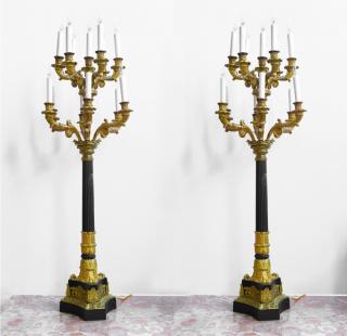 Appraisal: A very large pair of thc French Empire period light