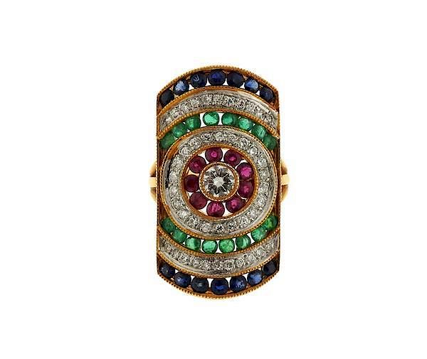 Appraisal: K Gold Diamond Ruby Emerald Sapphire Ring METAL K Gold