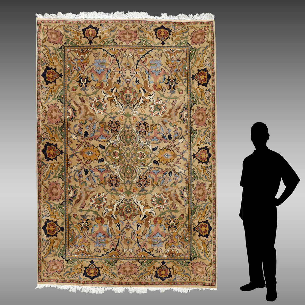 Appraisal: INDIA HAND KNOTTED WOOL RUG ' X ' Beige overall