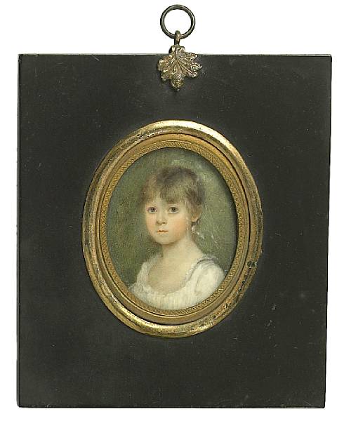 Appraisal: English School An oval portrait miniature of a young child