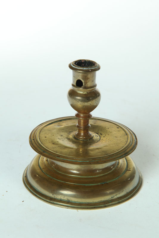 Appraisal: CAPSTAN CANDLESTICK Europoean th century Threaded base and ejector hole