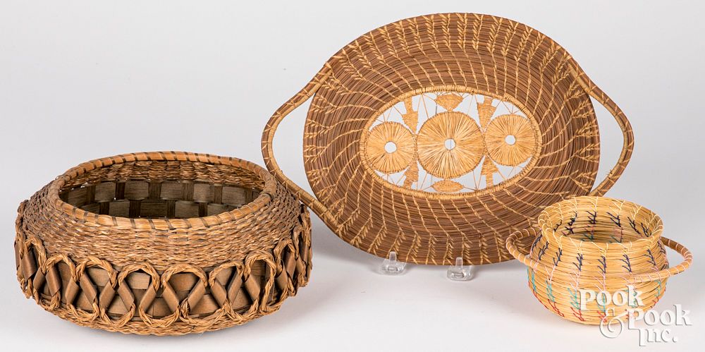 Appraisal: Pasamaquoddy Indian ash and sweetgrass basket Pasamaquoddy Indian ash and