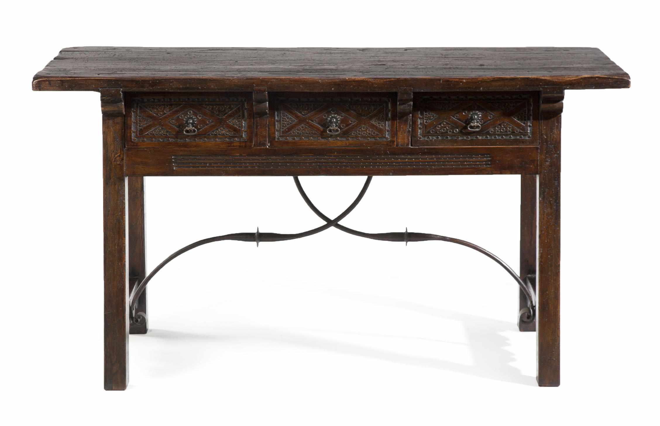 Appraisal: A Spanish Baroque style carved mixed wood library table height