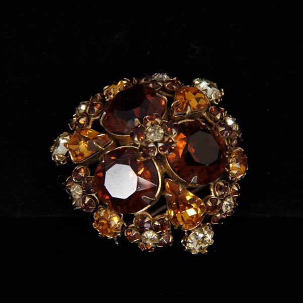 Appraisal: Schreiner New York Amber-colored Rhinestone Brooch Pin Pendant dia